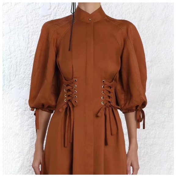 The RAETRUDA Rust Tie Accent Dress - Picture 4 of 12
